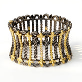 Cleopatra Aged Silver Gold Diamond Cuff