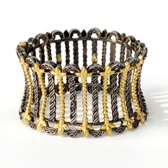 Cleopatra Aged Silver Gold Diamond Cuff