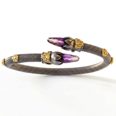 Beginnings Aged Silver 18K Gold Diamond Amethyst Crossover Bracelet
