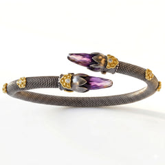 Beginnings Aged Silver 18K Gold Diamond Amethyst Crossover Bracelet