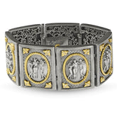 THREE GRACES AGED SILVER 18K GOLD DIAMOND BRACELET