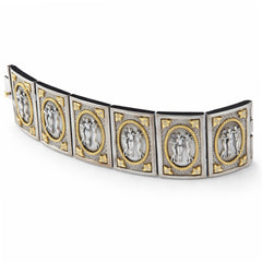 THREE GRACES AGED SILVER 18K GOLD DIAMOND BRACELET