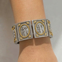 THREE GRACES AGED SILVER 18K GOLD DIAMOND BRACELET