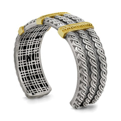 AGED SILVER 18K GOLD GOLFERS CUFF BANGLE