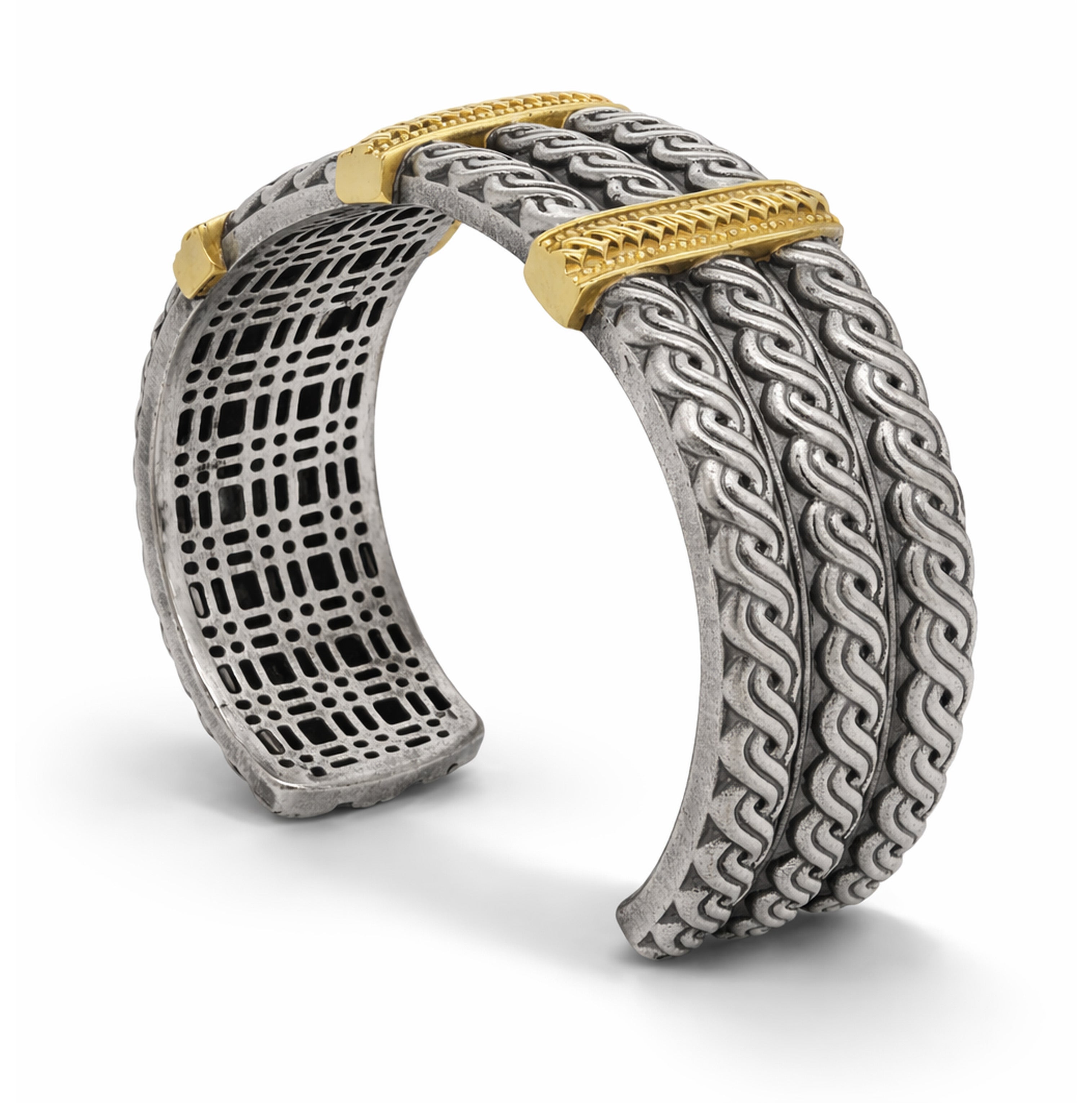 Stambolian Golfers Cuff Bangle Interior View Showing Latticework Detail and Opening