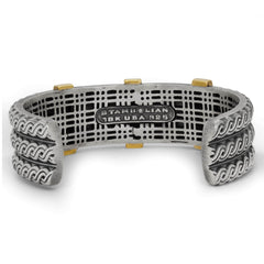 AGED SILVER 18K GOLD GOLFERS CUFF BANGLE