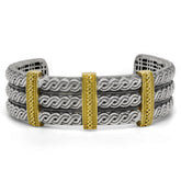 AGED SILVER 18K GOLD GOLFERS CUFF BANGLE