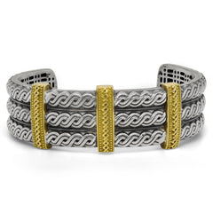 AGED SILVER 18K GOLD GOLFERS CUFF BANGLE