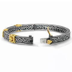 BEGINNINGS AGED SILVER 18K GOLD BANGLE BRACELET