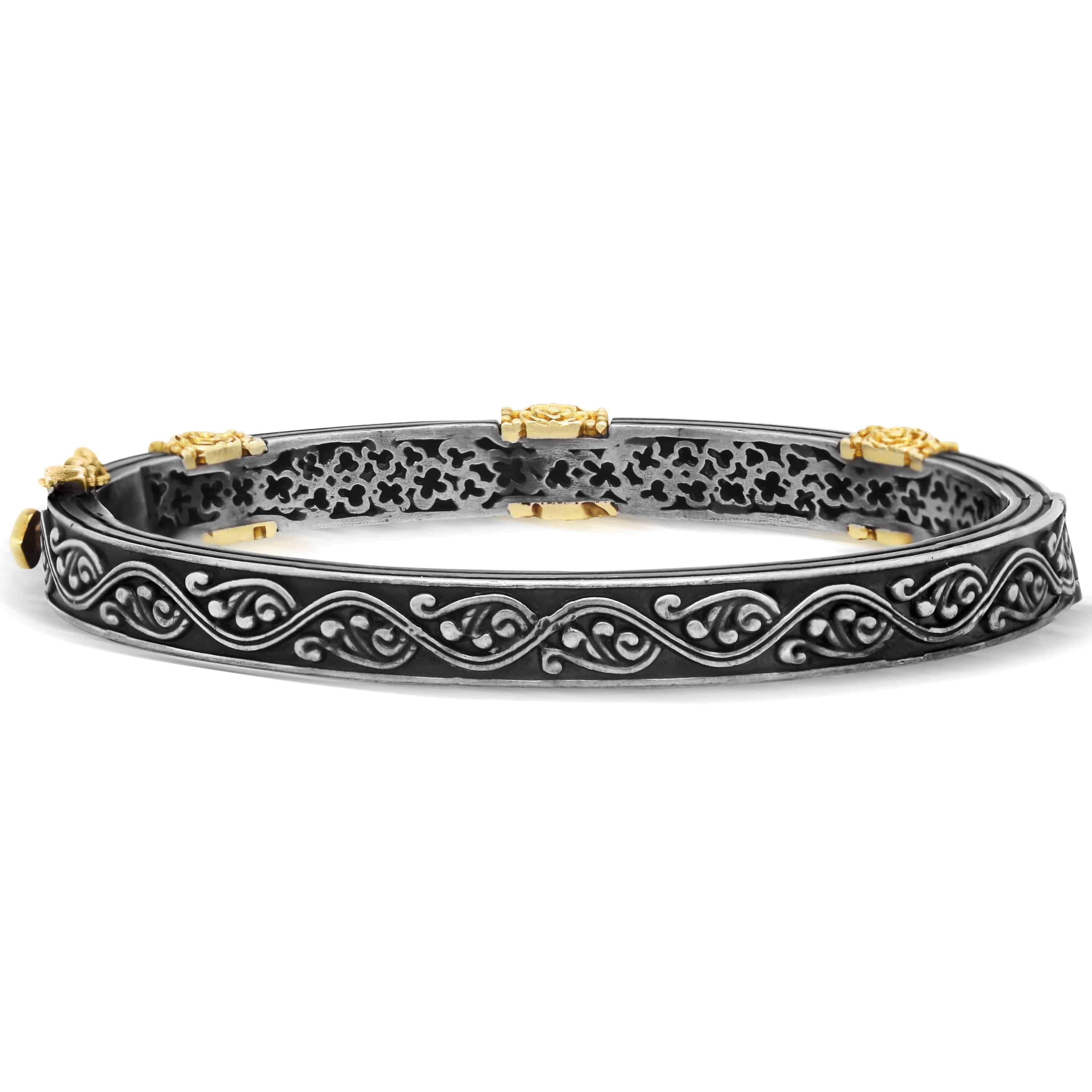 BEGINNINGS AGED SILVER 18K GOLD BANGLE BRACELET - Stambolian | House of Jewels