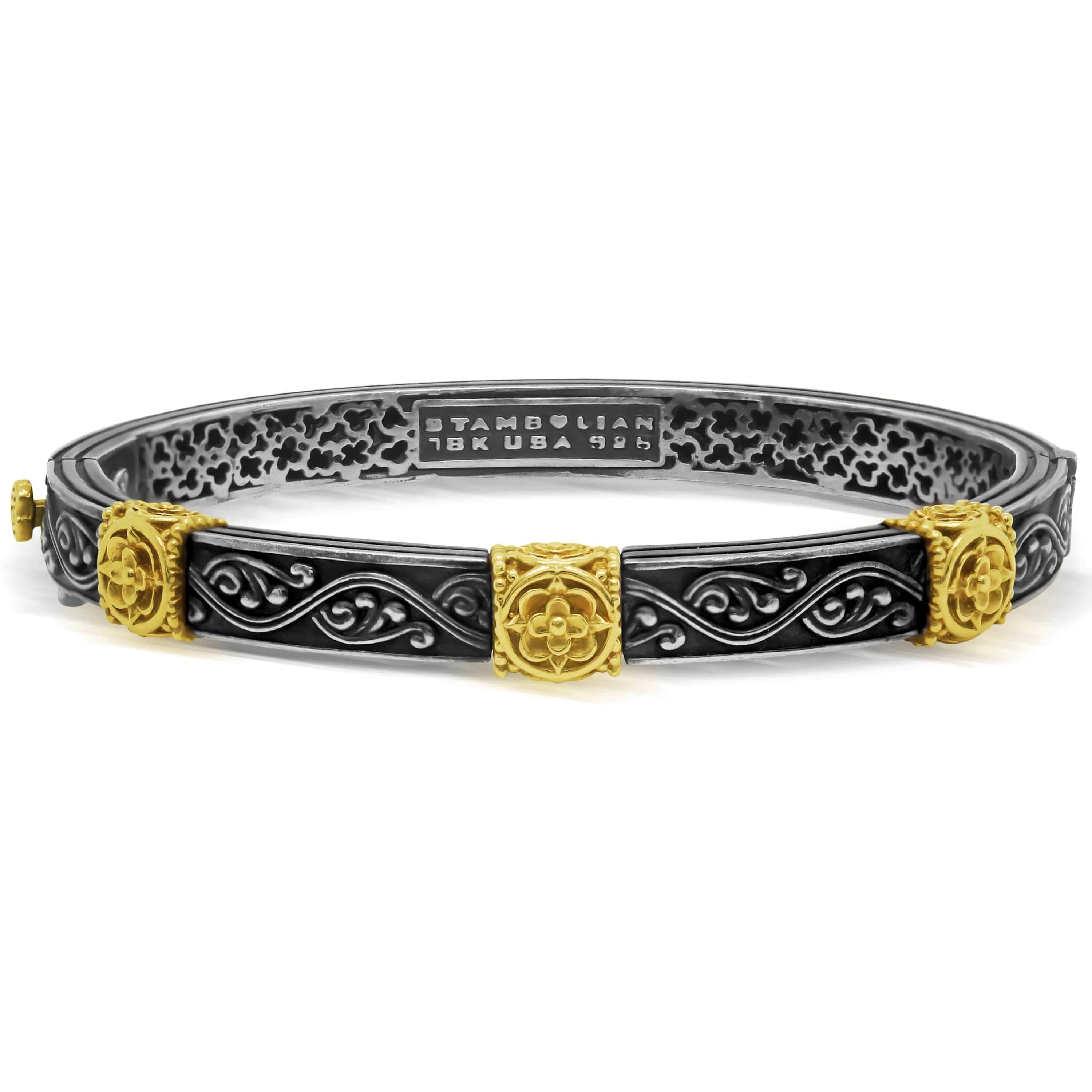BEGINNINGS AGED SILVER 18K GOLD BANGLE BRACELET - Stambolian | House of Jewels