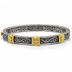 BEGINNINGS AGED SILVER 18K GOLD BANGLE BRACELET