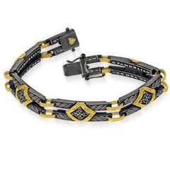 SOUTH BEACH AGED SILVER 18K GOLD UNISEX LINK BRACELET