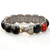 Elephant Head Aged Silver Gold Coral Bracelet
