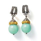 Beginnings Aged Silver 18K Gold Diamond Chrysoprase Drop Earrings