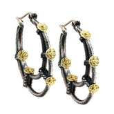 CIRCLE OF LIFE AGED SILVER 18K GOLD INSIDE OUT HOOP EARRINGS - Stambolian | House of Jewels