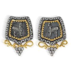 EREBUNI AGED SILVER 18K GOLD DIAMOND EARRINGS