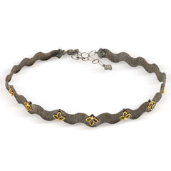 AGED SILVER & 18K GOLD FLORAL CHOKER NECKLACE - Stambolian | House of Jewels