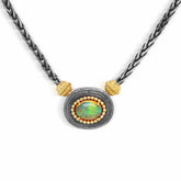 ETHIOPIAN OPAL AGED SILVER 18K GOLD PENDANT NECKLACE - Stambolian | House of Jewels