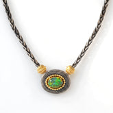 Beginnings Ethiopian Opal Aged Silver Pendant Necklace