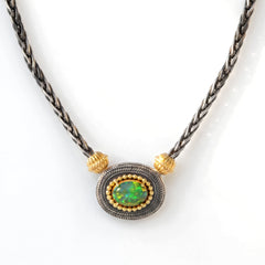 Beginnings Ethiopian Opal Aged Silver Pendant Necklace