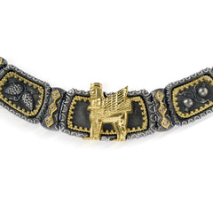 EREBUNI AGED SILVER 18K GOLD DIAMOND CHOKER NECKLACE