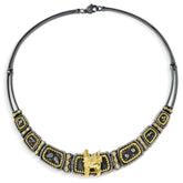 EREBUNI AGED SILVER 18K GOLD DIAMOND CHOKER NECKLACE