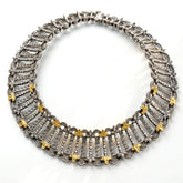 Cleopatra Aged Silver Gold Choker Necklace