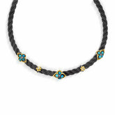 AGED SILVER 18K GOLD TURQUOISE DIAMOND CABLE CHOKER NECKLACE - Stambolian | House of Jewels