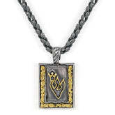 MEZUZAH AGED SILVER 18K GOLD LOCKET PENDANT NECKLACE