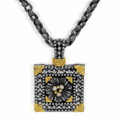 ORGANZA AGED SILVER 18K GOLD AND DIAMOND PENDANT NECKLACE - Stambolian | House of Jewels