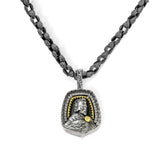 GREAT VARTAN AGED SILVER 18K GOLD DIAMONDS PENDANT