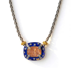 Man on the Moon Peach Moonstone Pendant