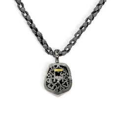 GREAT VARTAN AGED SILVER 18K GOLD DIAMONDS PENDANT