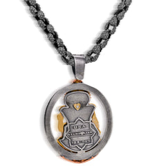 GANESH AGED SILVER 18K GOLD DIAMOND PENDANT NECKLACE