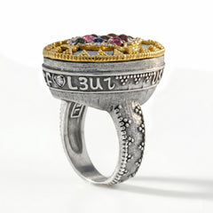 New Day Aged Silver Tourmaline and Diamond Ring