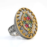 New Day Aged Silver Tourmaline and Diamond Ring