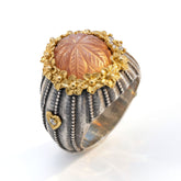 Bouquet Aged Silver & 18K Gold Peach Moonstone Ring