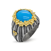 BOUQUET AGED SILVER 18K GOLD SLEEPING BEAUTY TURQUOISE RING