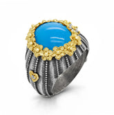 BOUQUET AGED SILVER 18K GOLD SLEEPING BEAUTY TURQUOISE RING