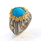 Bouquet Aged Silver & 18K Gold Turquoise Ring