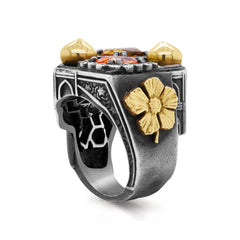 TAJ MAHAL MANDARIN GARNET YELLOW SAPPHIRE DIAMONDS RING