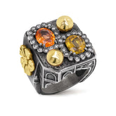 TAJ MAHAL MANDARIN GARNET YELLOW SAPPHIRE DIAMONDS RING