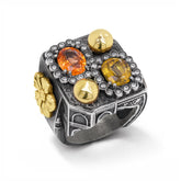 TAJ MAHAL MANDARIN GARNET YELLOW SAPPHIRE DIAMONDS RING