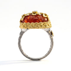 Beginnings Floral Carved Carnelian Ring