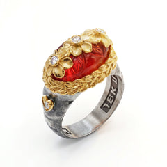 Beginnings Floral Carved Carnelian Ring