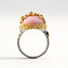 Beginnings Pink Opal Floral Diamond Ring