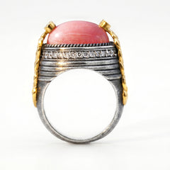 Beginnings Pink Opal Diamond Aged Silver Gold Ring