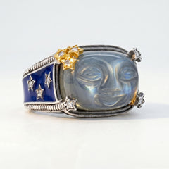 Man on the Moon Grey Moonstone Diamond Ring