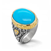 AGED SILVER 18K GOLD SLEEPING BEAUTY TURQUOISE RING
